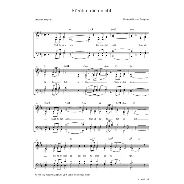 Produktbild des Artikels Fürchte dich nicht (Noten - Download)