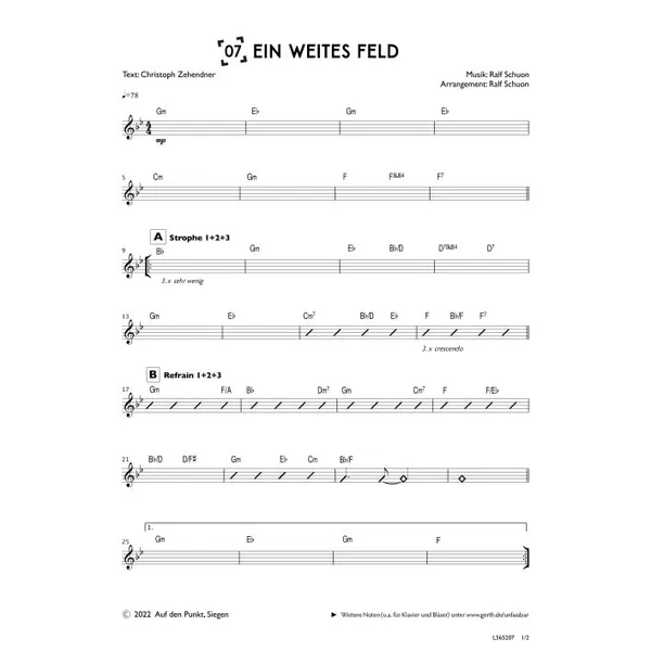 Produktbild des Artikels Ein weites Feld (Bandsheet) (Noten - Download)