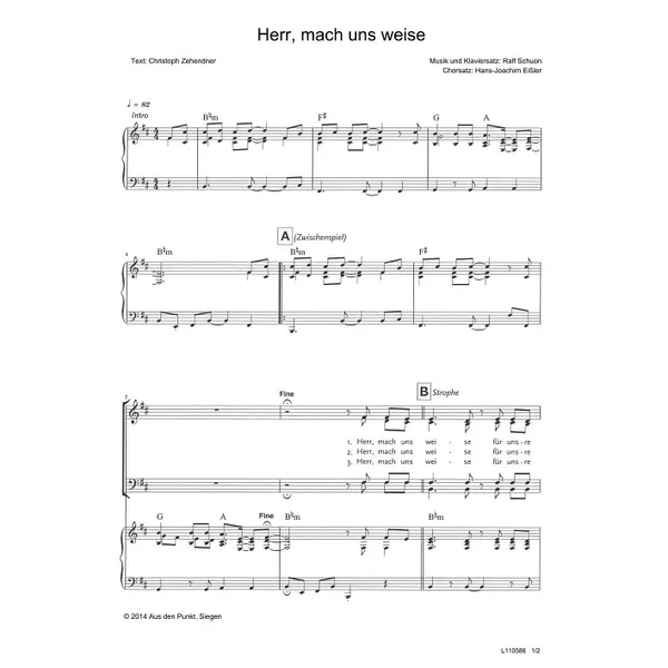 Produktbild des Artikels Herr, mach uns weise (Noten - Download)