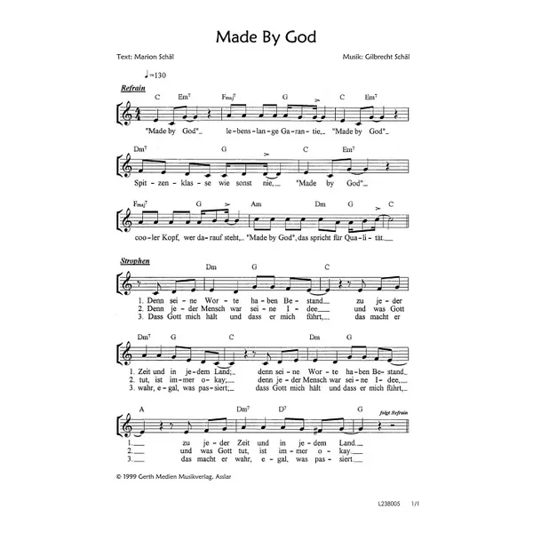 Produktbild des Artikels Made By God (Noten - Download)