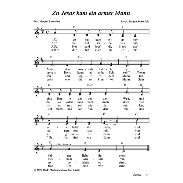 Produktbild des Artikels Zu Jesus kam ein armer Mann (Noten - Download)
