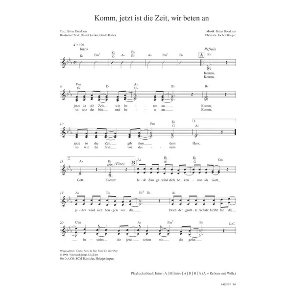 Produktbild des Artikels Komm, jetzt ist die Zeit wir beten an (Noten - Download)