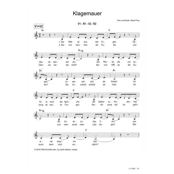 Produktbild des Artikels Klagemauer (Noten - Download)