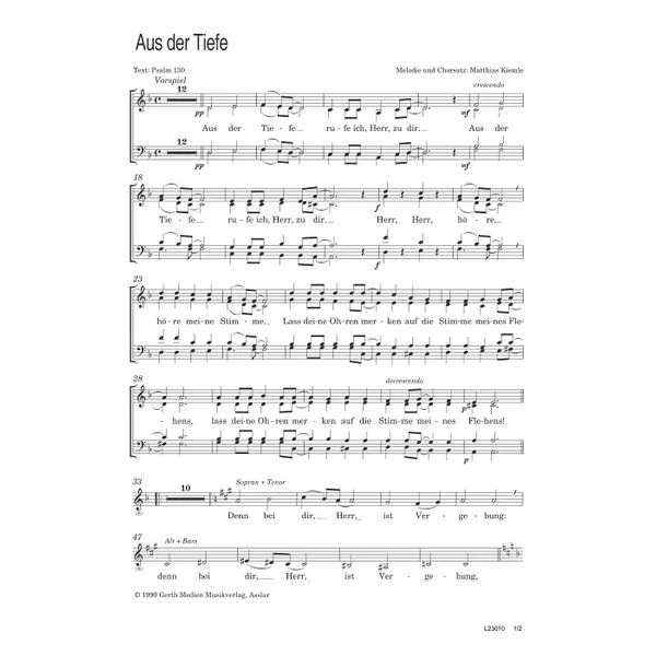 Produktbild des Artikels Aus der Tiefe (Noten - Download)