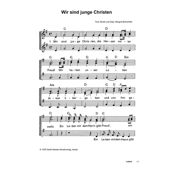 Produktbild des Artikels Wir sind junge Christen (Noten - Download)