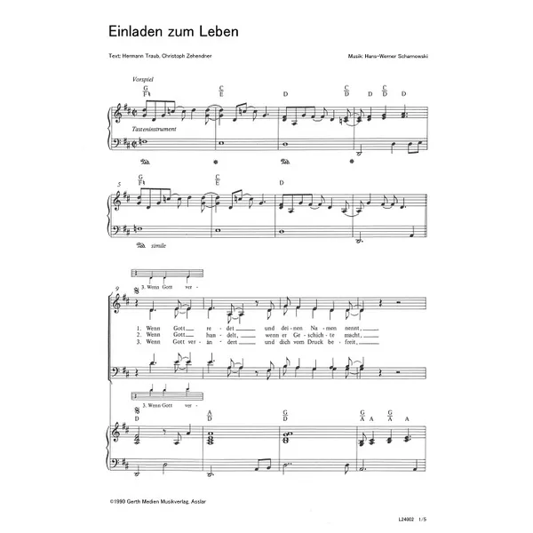 Produktbild des Artikels Einladen zum Leben (Noten - Download)