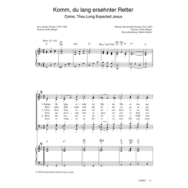 Produktbild des Artikels Komm, du lang ersehnter Retter (Noten - Download)