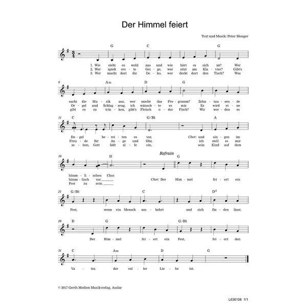 Produktbild des Artikels Der Himmel feiert (Noten - Download)