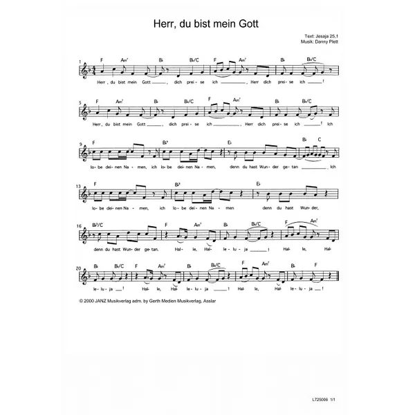 Produktbild des Artikels Herr, du bist mein Gott (Noten - Download)