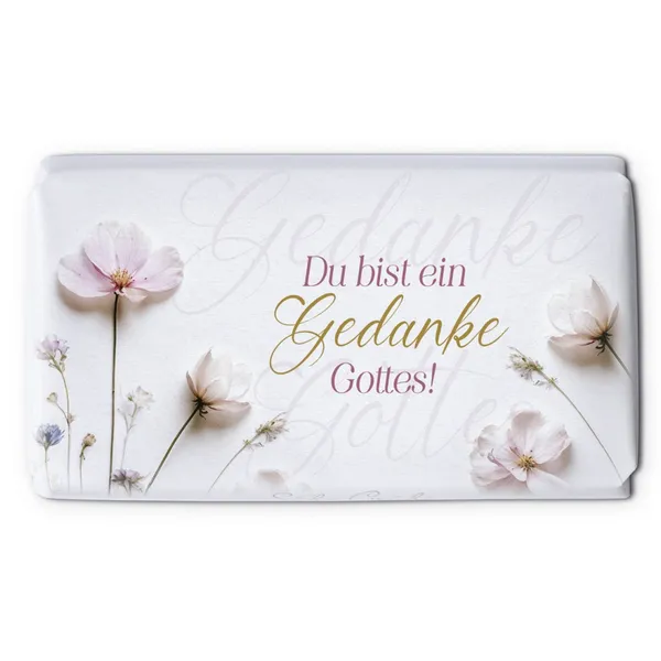 Produktbild des Artikels Schokoladengrüsse "Du bist ein Gedanke Gottes!" (40g) (Lebensmittel)