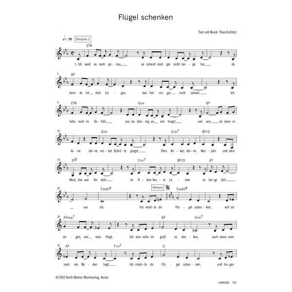 Produktbild des Artikels Flügel schenken (Noten - Download)