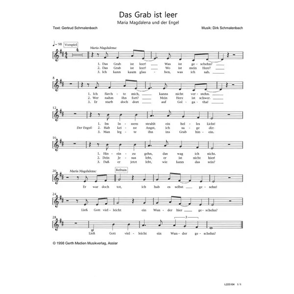 Produktbild des Artikels Das Grab ist leer (Noten - Download)