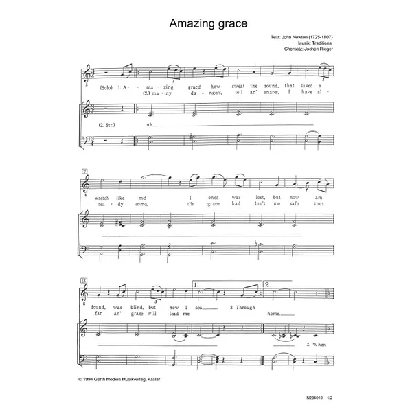 Produktbild des Artikels Amazing grace (Noten - Download)