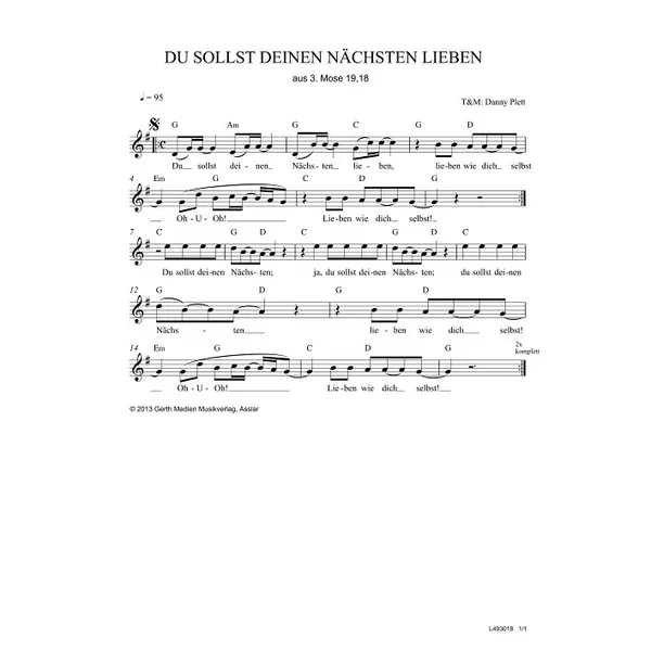 Produktbild des Artikels Du sollst deinen Nächsten lieben (Noten - Download)