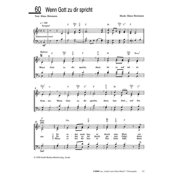 Produktbild des Artikels Wenn Gott zu dir spricht (Noten - Download)