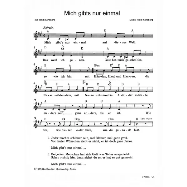 Produktbild des Artikels Mich gibts nur einmal (Noten - Download)