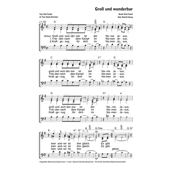 Produktbild des Artikels Groß und wunderbar (Noten - Download)