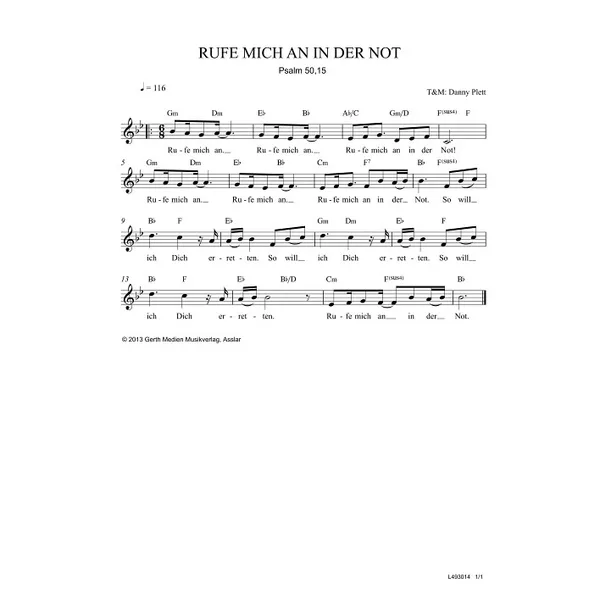 Produktbild des Artikels Rufe mich an in der Not (Noten - Download)