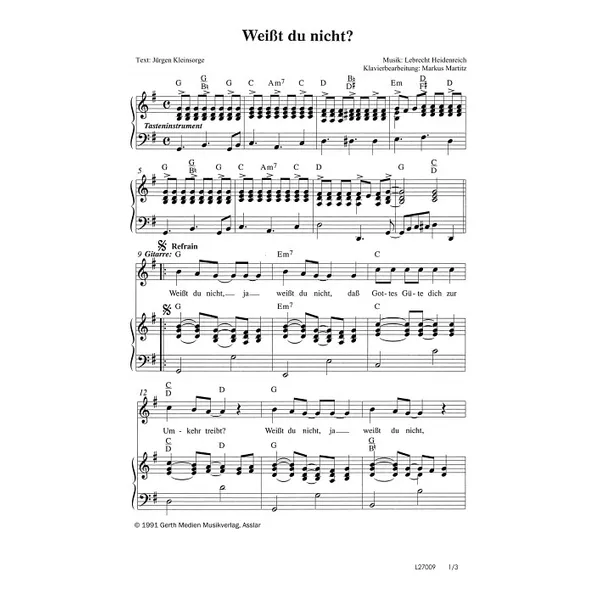 Produktbild des Artikels Weisst du nicht (Noten - Download)