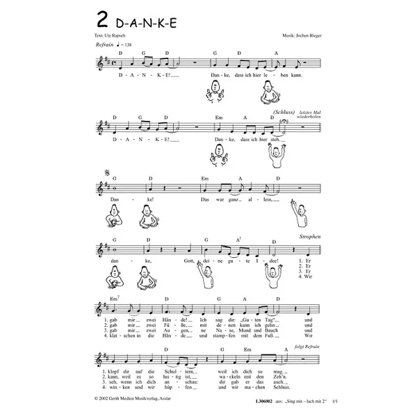 Produktbild des Artikels DANKE (Noten - Download)