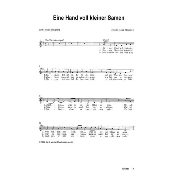 Produktbild des Artikels Eine Hand voll kleiner Samen (Noten - Download)