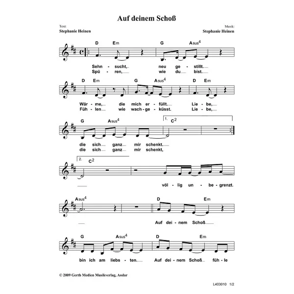 Produktbild des Artikels Auf deinem Schoß (Noten - Download)