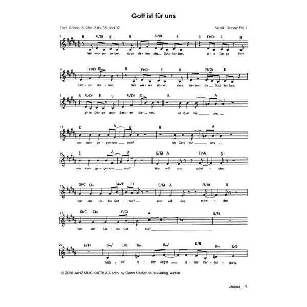 Produktbild des Artikels Gott ist für uns (Noten - Download)