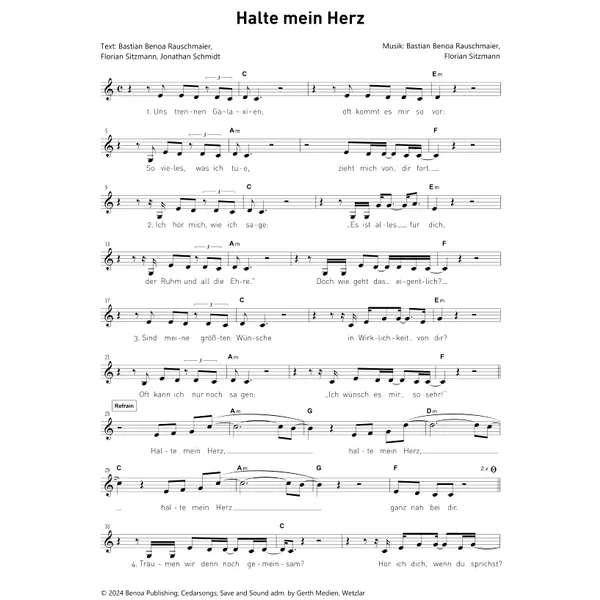 Produktbild des Artikels Halte mein Herz (Noten - Download)