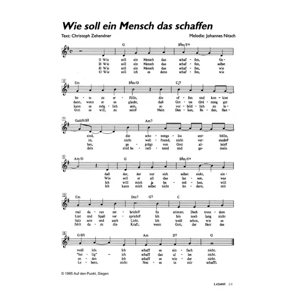 Produktbild des Artikels Wie soll ein Mensch das schaffen (Noten - Download)