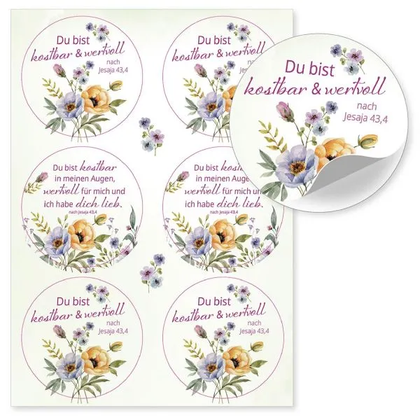Produktbild des Artikels Aufkleber-Grußkarten: Du bist kostbar, 4 Stück (Schreibwaren)