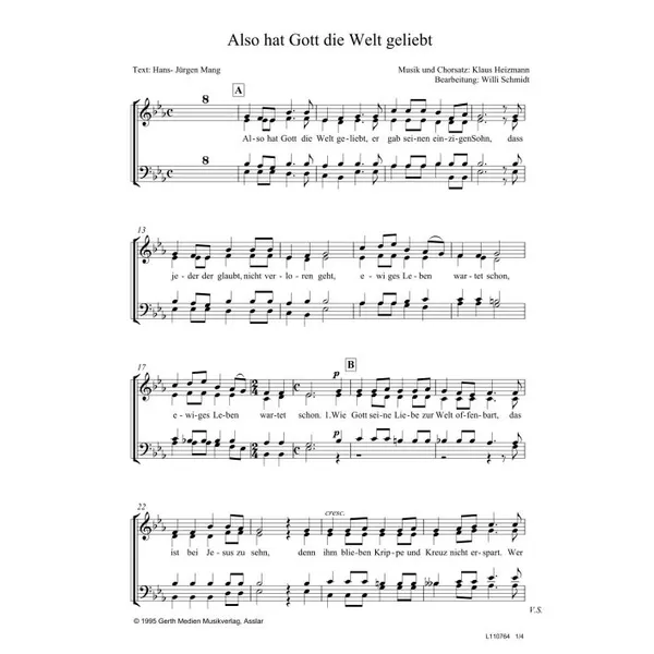 Produktbild des Artikels Also hat Gott die Welt geliebt (Noten - Download)