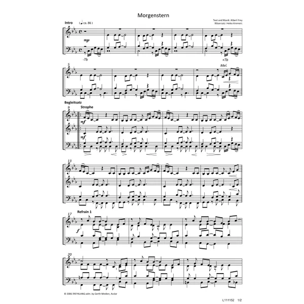 Produktbild des Artikels Morgenstern (Noten - Download)