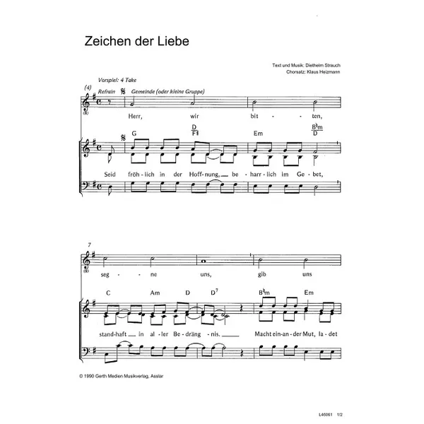 Produktbild des Artikels Zeichen der Liebe (Noten - Download)