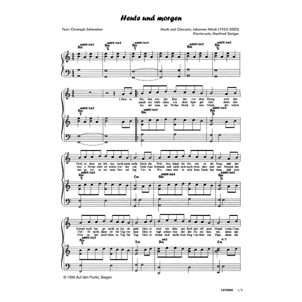 Produktbild des Artikels Heute und Morgen (Noten - Download)