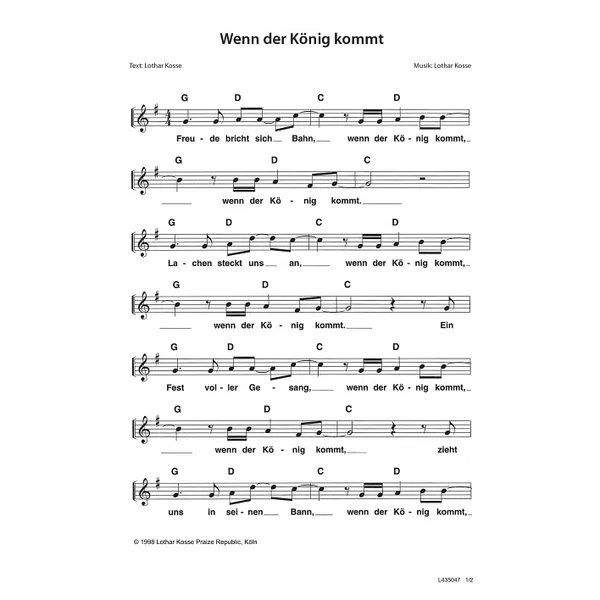 Produktbild des Artikels Wenn der König kommt (Noten - Download)