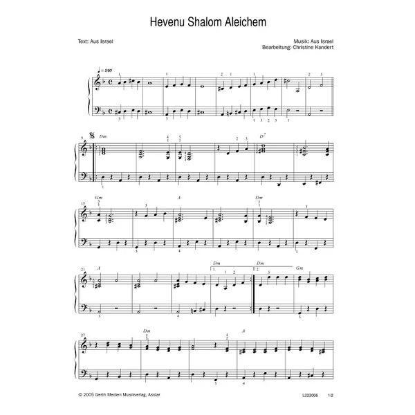 Produktbild des Artikels Hevenu Shalom Alechem (Noten - Download)