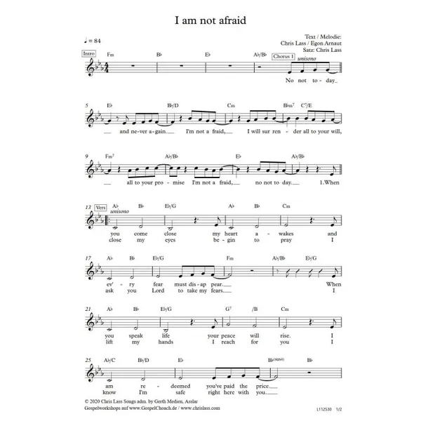 Produktbild des Artikels Im Not Afraid (Noten - Download)