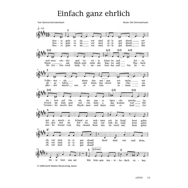 Produktbild des Artikels Einfach ganz ehrlich (Noten - Download)