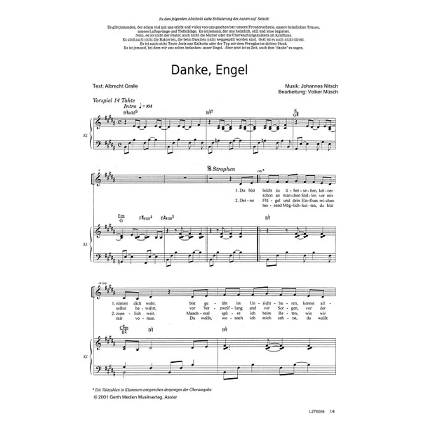Produktbild des Artikels Danke, Engel (Noten - Download)