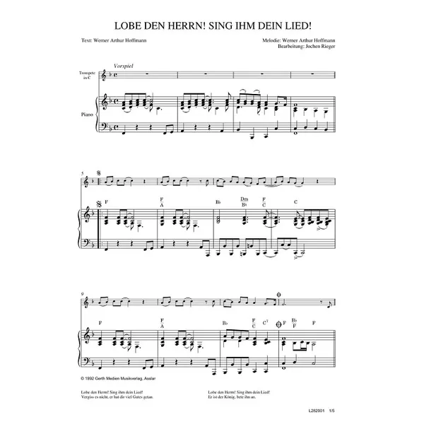 Produktbild des Artikels Lobe den Herrn! Sing ihm dein Lied (Noten - Download)