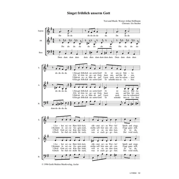 Produktbild des Artikels Singet fröhlich unserm Gott (Noten - Download)
