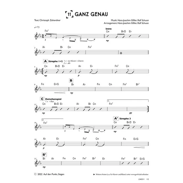 Produktbild des Artikels Ganz genau (Bandsheet) (Noten - Download)