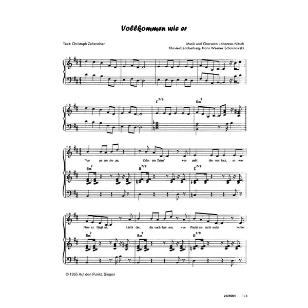 Produktbild des Artikels Vollkommen wie er (Noten - Download)