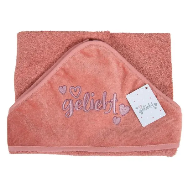 Produktbild des Artikels Baby-Badetuch "geliebt" - altrosa ()