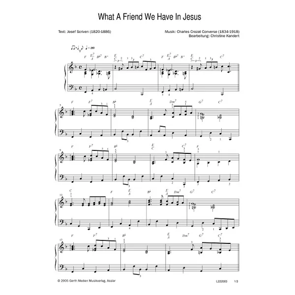 Produktbild des Artikels What A Friend We Have In Jesus (Noten - Download)