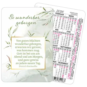 Produktbild des Artikels Spielkartenkalender 2026 "So wunderbar geborgen" (Kalender)