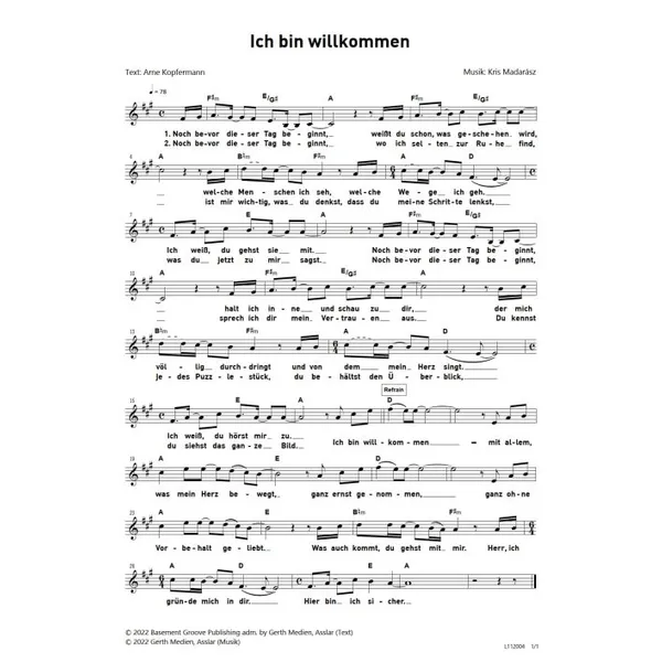 Produktbild des Artikels Ich bin willkommen (Noten - Download)
