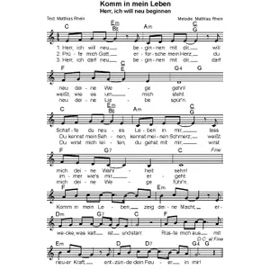 Produktbild des Artikels Komm in mein Leben (Noten - Download)
