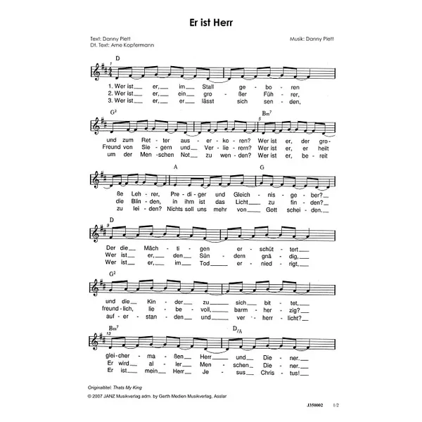 Produktbild des Artikels Er ist Herr (Noten - Download)