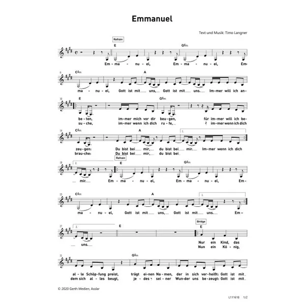 Produktbild des Artikels Emmanuel (Noten - Download)